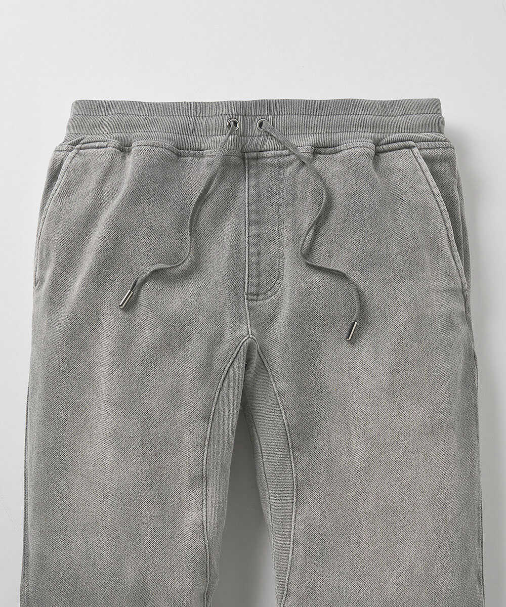 限定 イージー デニムパンツ 裾リブ テイパード