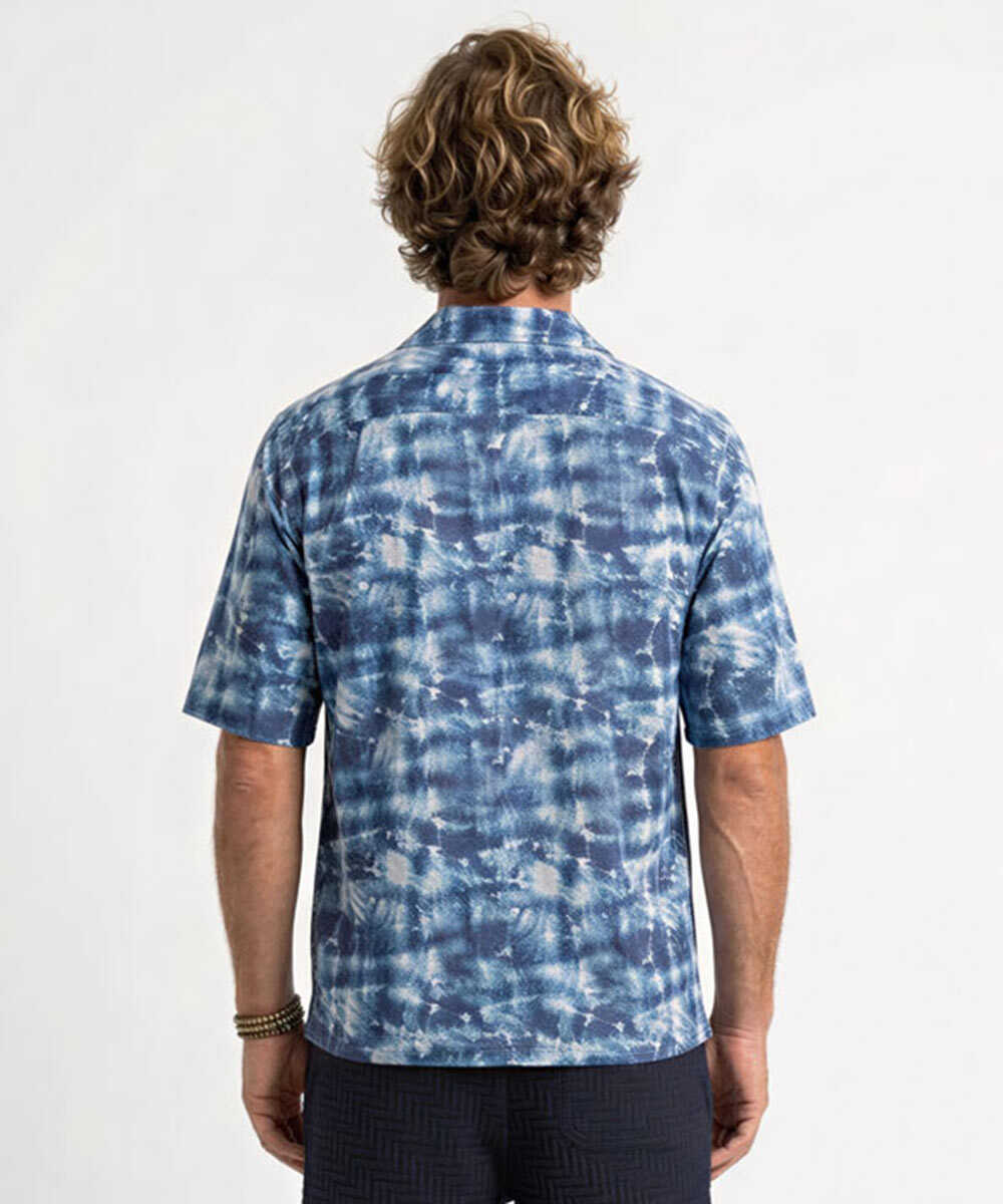 EREN/エレン インディゴ タイダイ オープンカラーシャツ