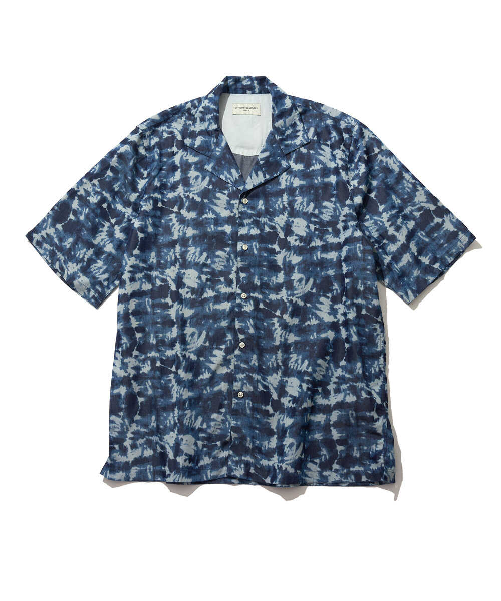 EREN/エレン インディゴ タイダイ オープンカラーシャツ