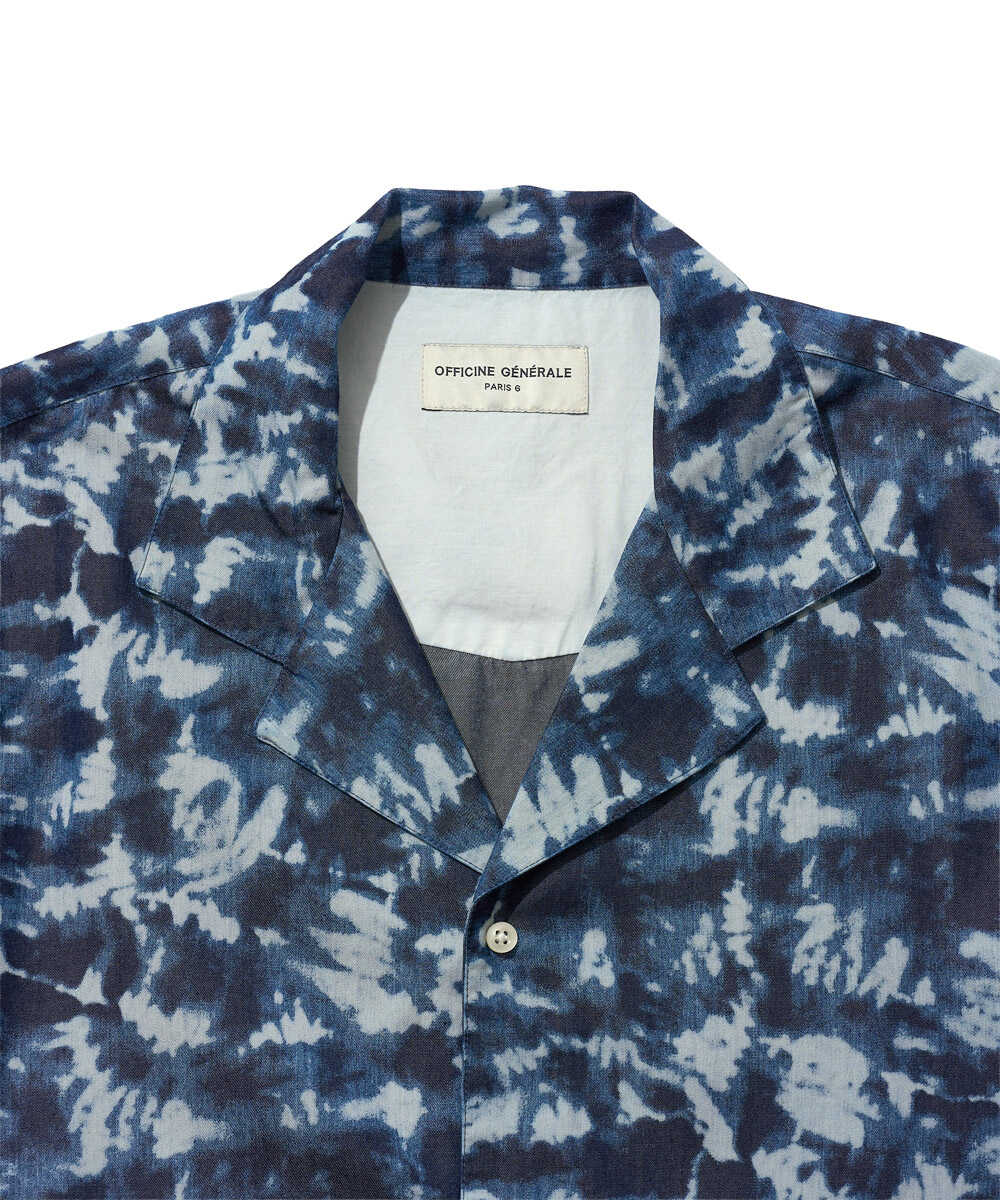 EREN/エレン インディゴ タイダイ オープンカラーシャツ