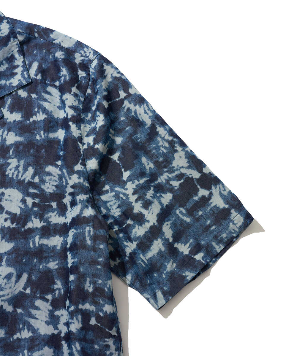 EREN/エレン インディゴ タイダイ オープンカラーシャツ