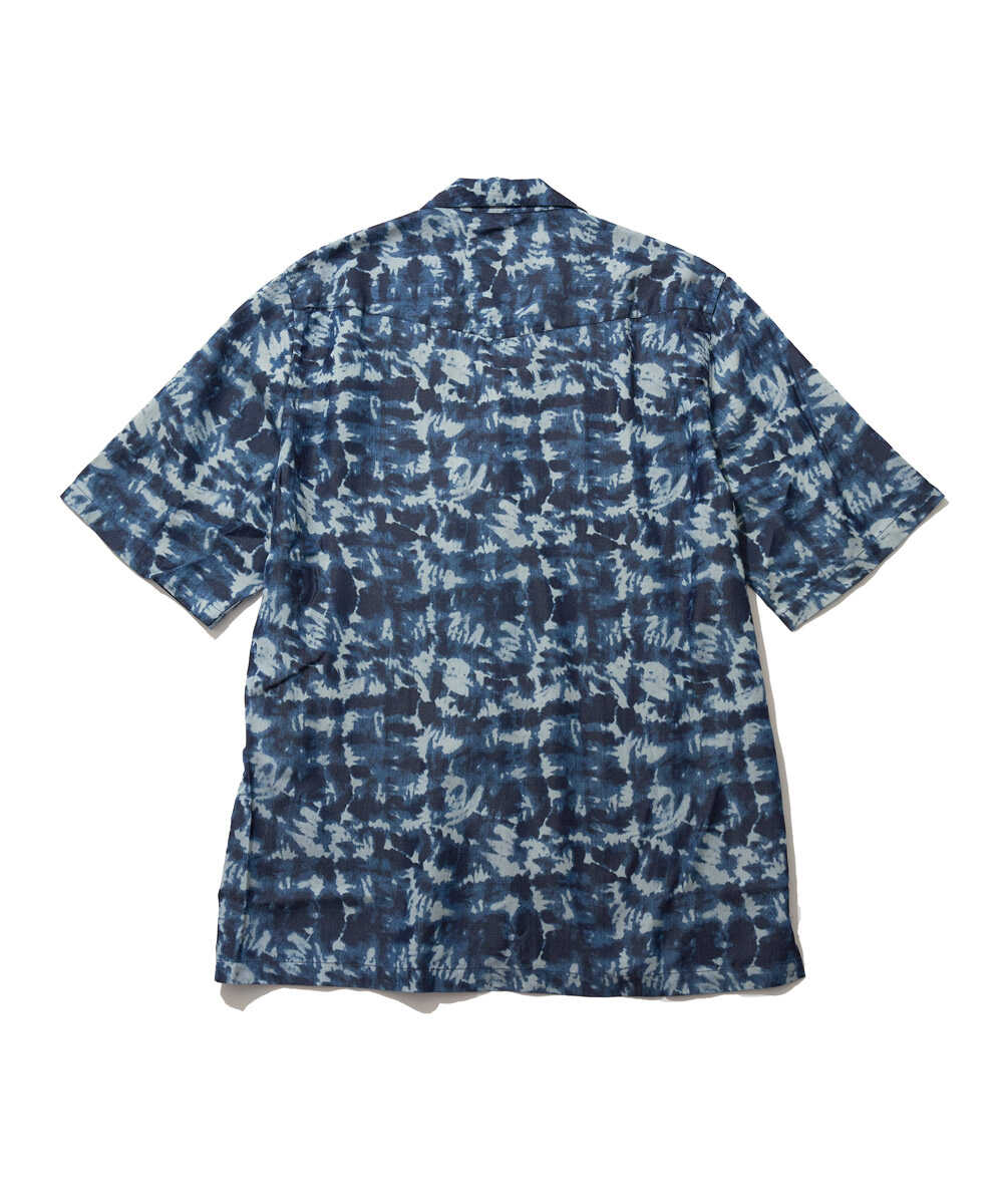 EREN/エレン インディゴ タイダイ オープンカラーシャツ