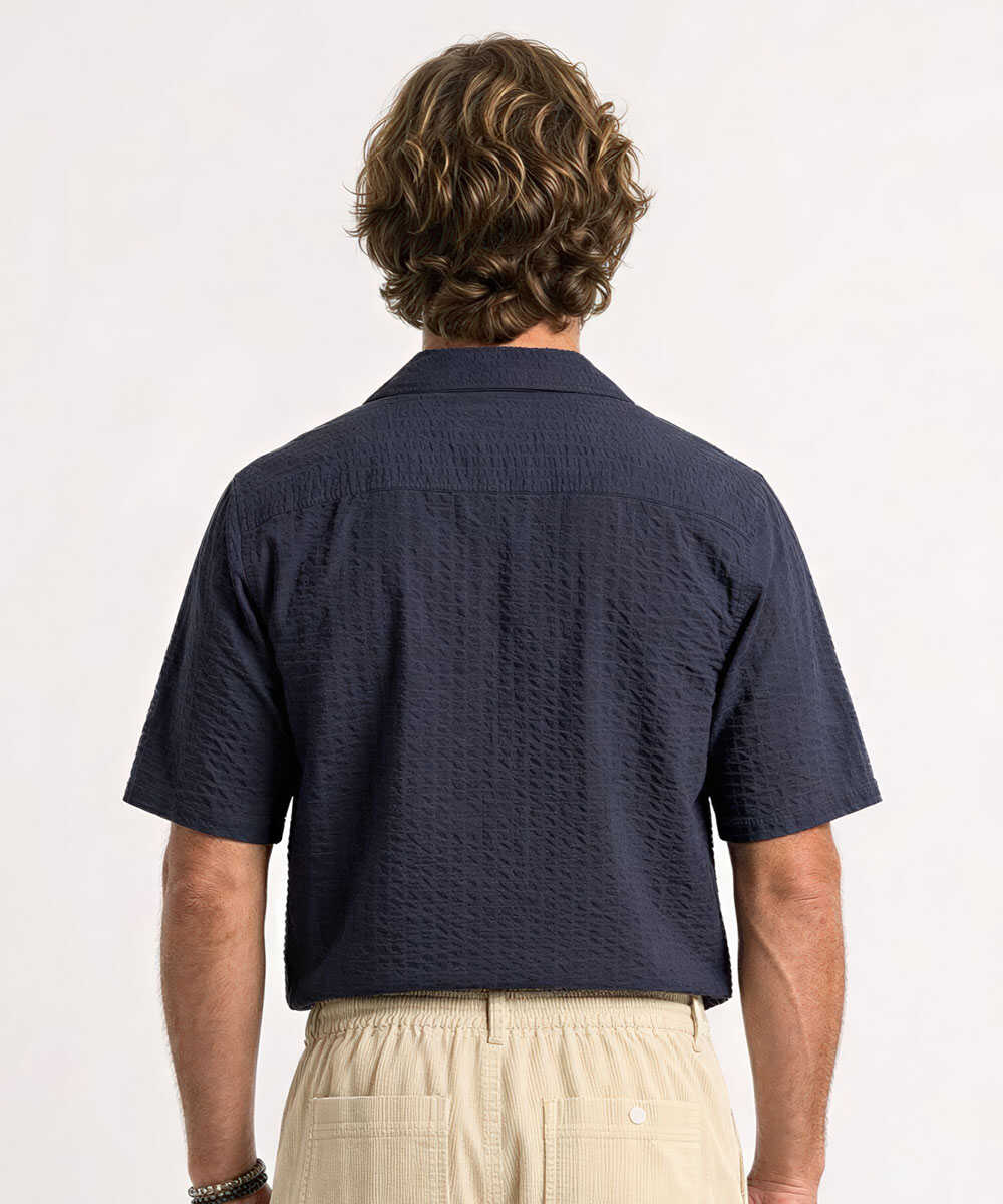 EREN/エレン シアサッカー オープンカラーシャツ