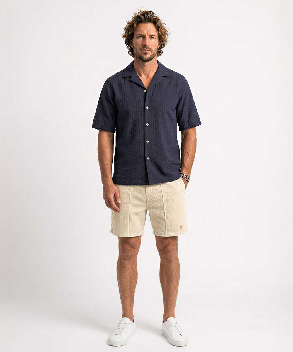 EREN/エレン シアサッカー オープンカラーシャツ