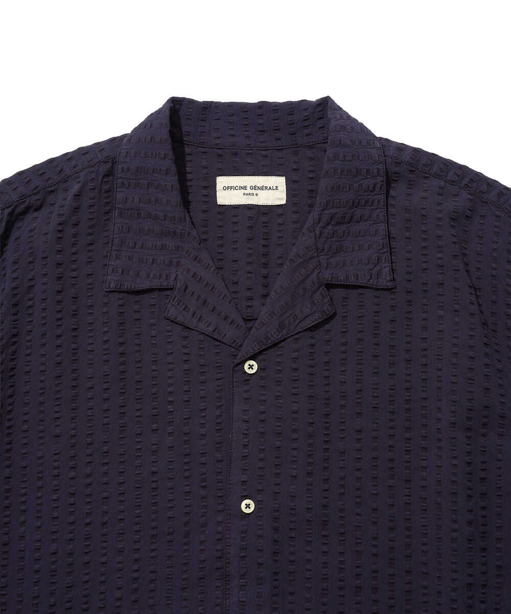 EREN/エレン シアサッカー オープンカラーシャツ