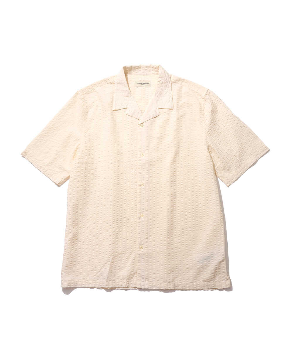 EREN/エレン シアサッカー オープンカラーシャツ