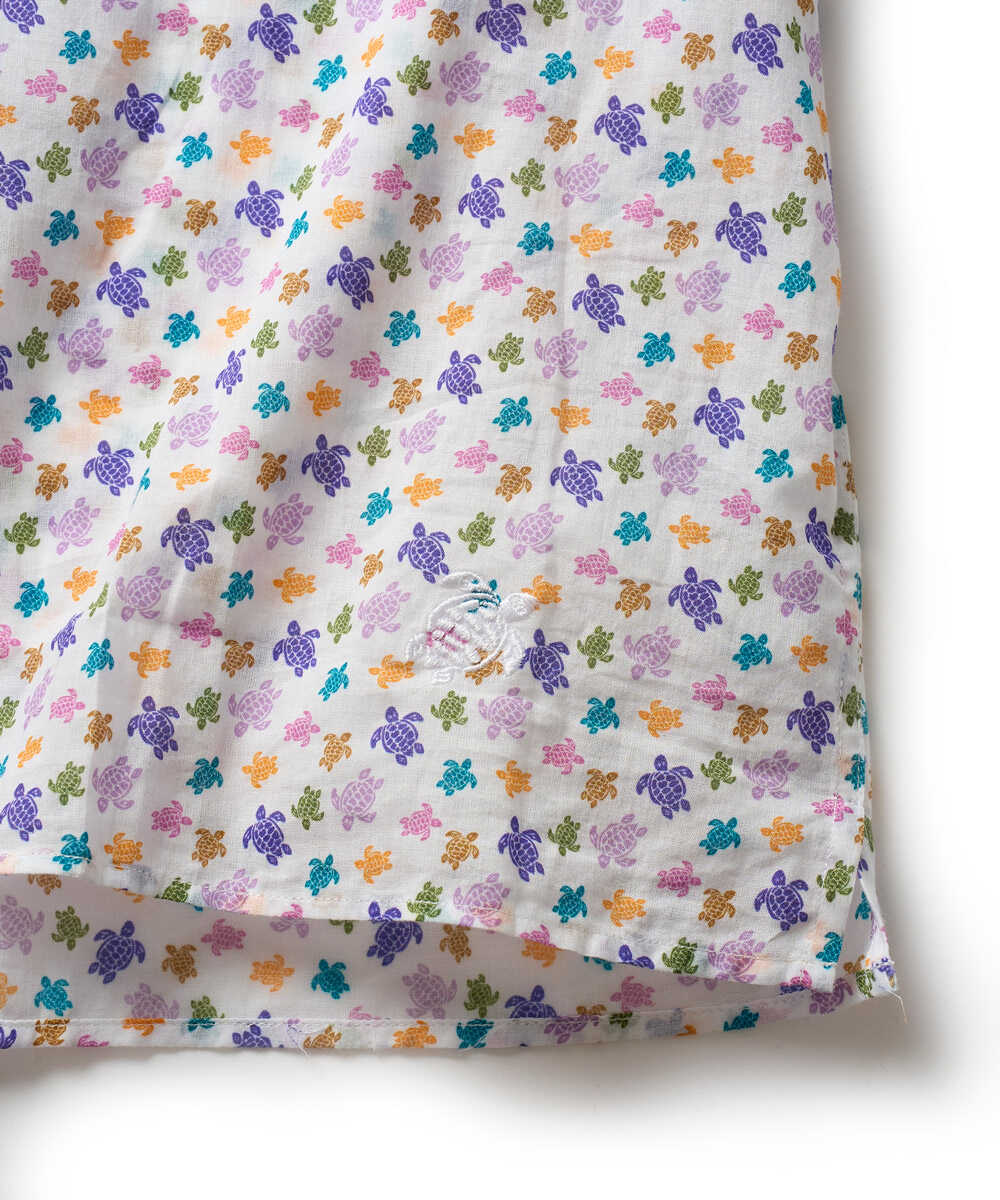 総柄プリント 開襟半袖シャツ