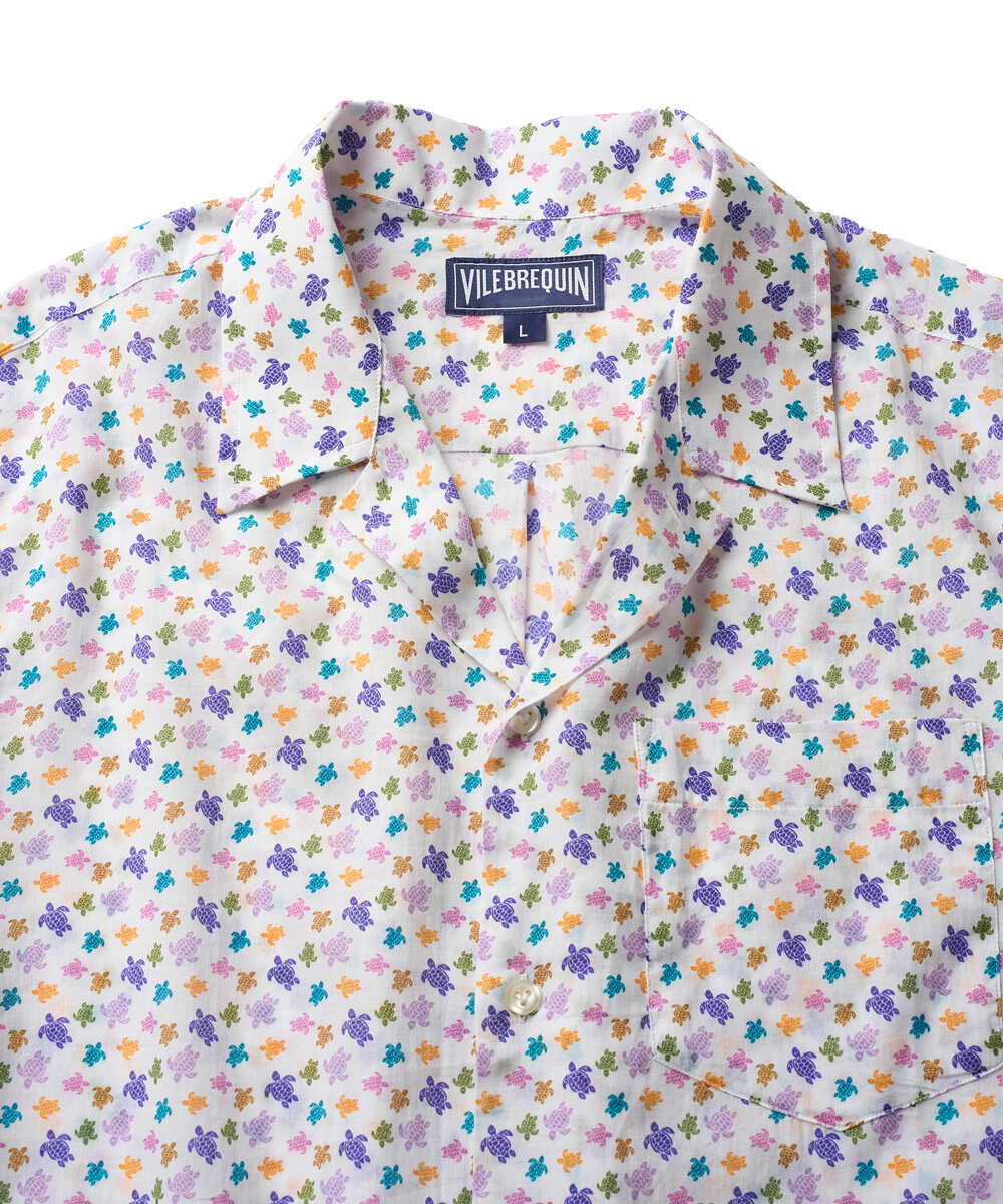 総柄プリント 開襟半袖シャツ