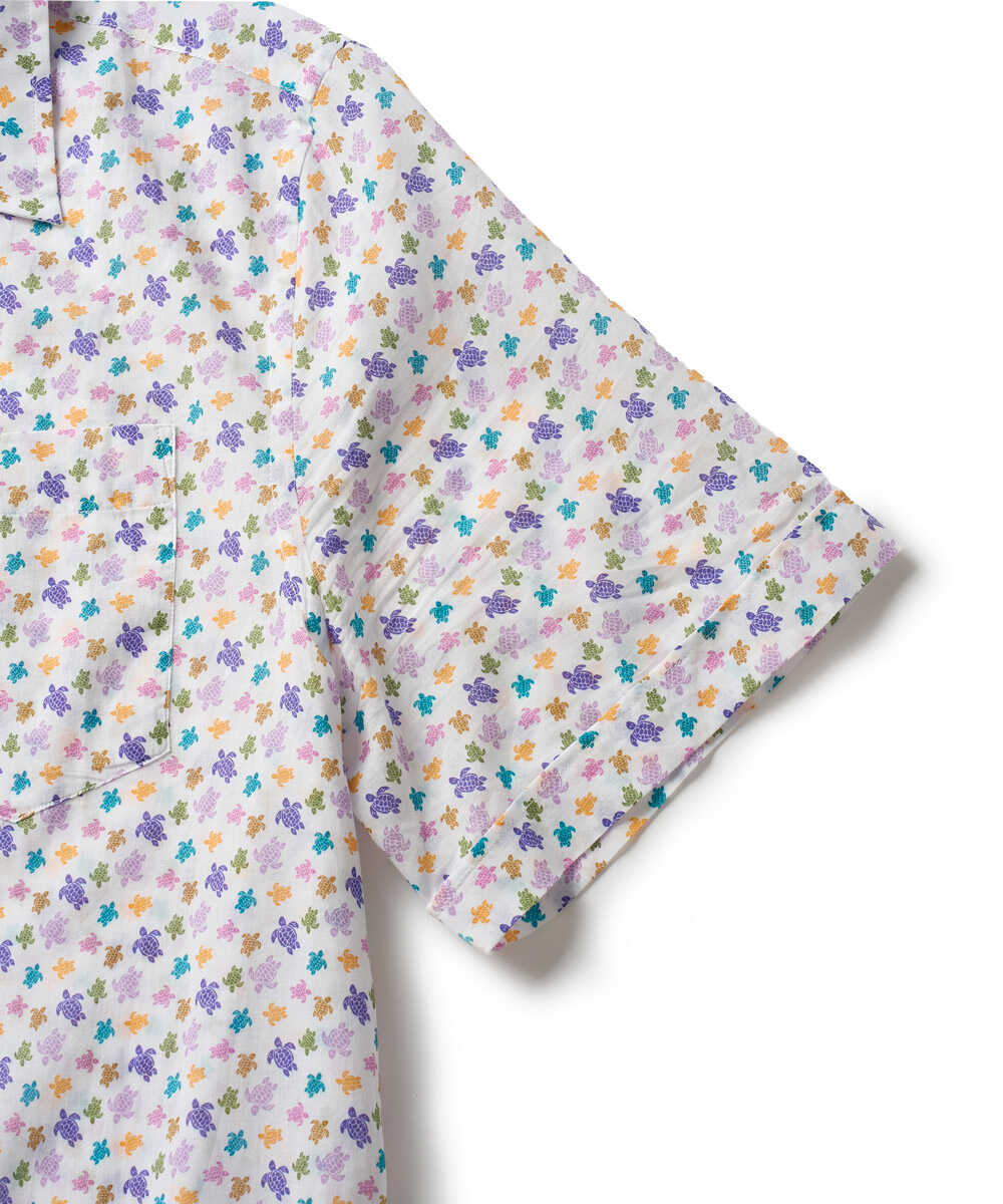 総柄プリント 開襟半袖シャツ