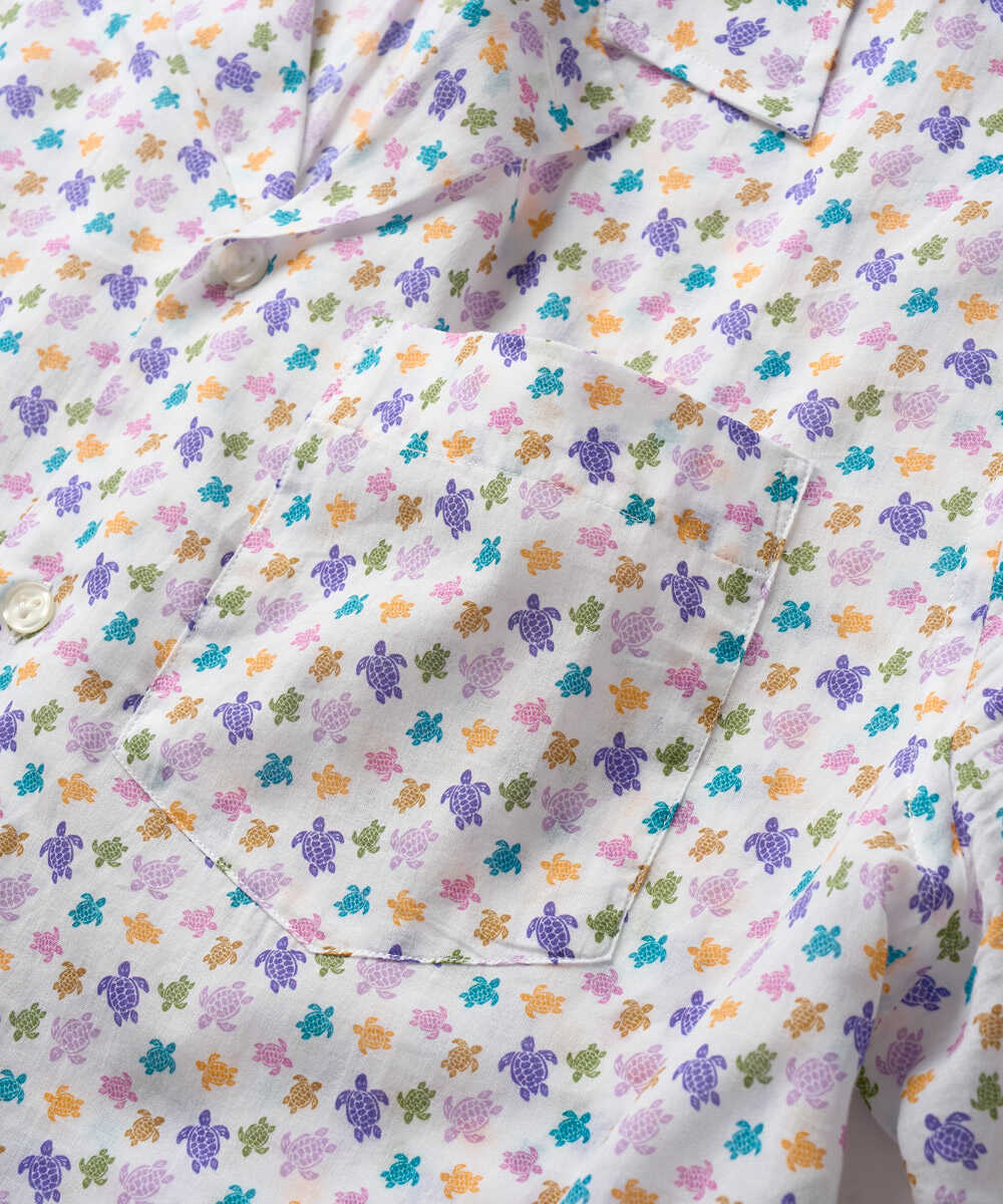 総柄プリント 開襟半袖シャツ