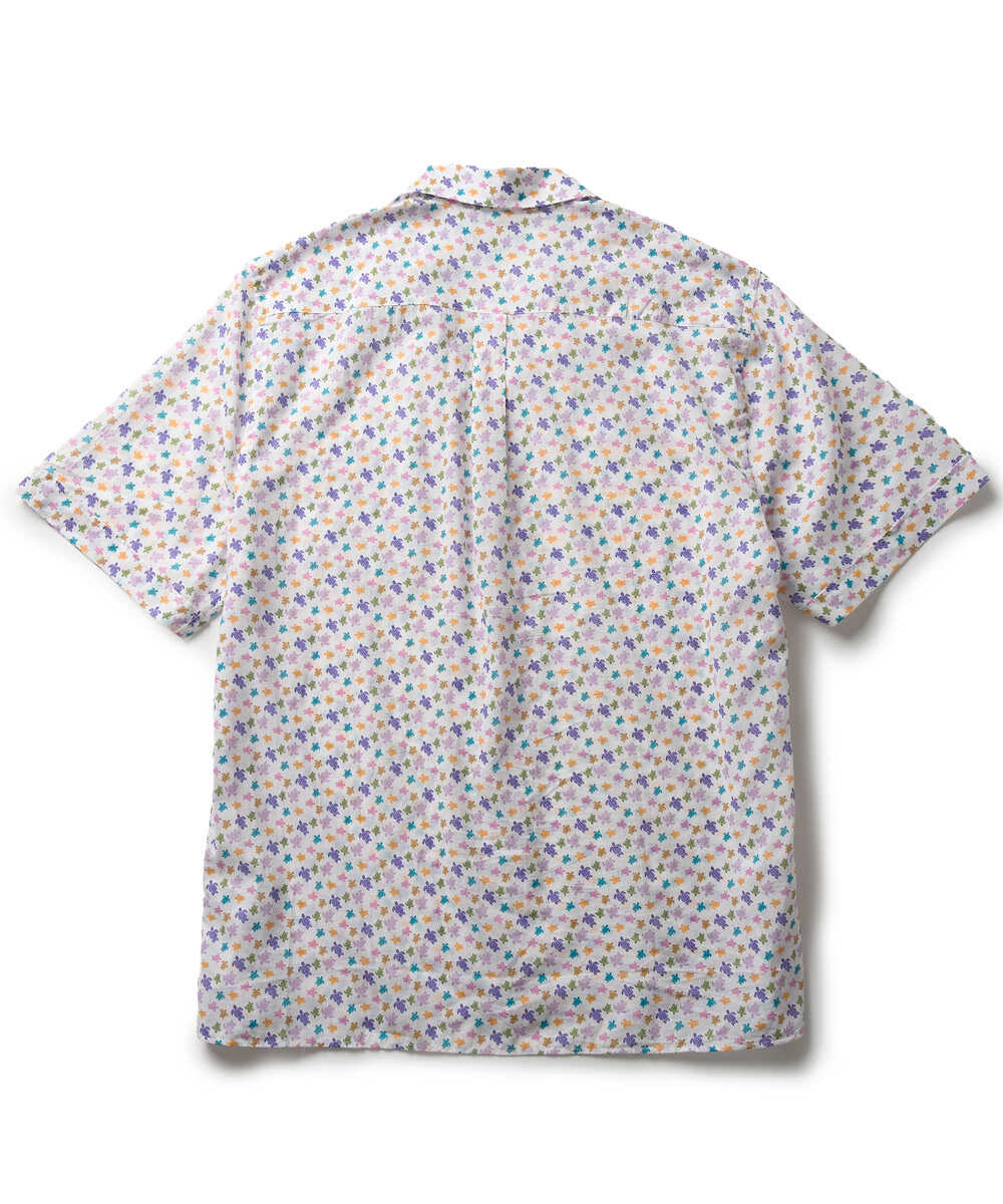 総柄プリント 開襟半袖シャツ