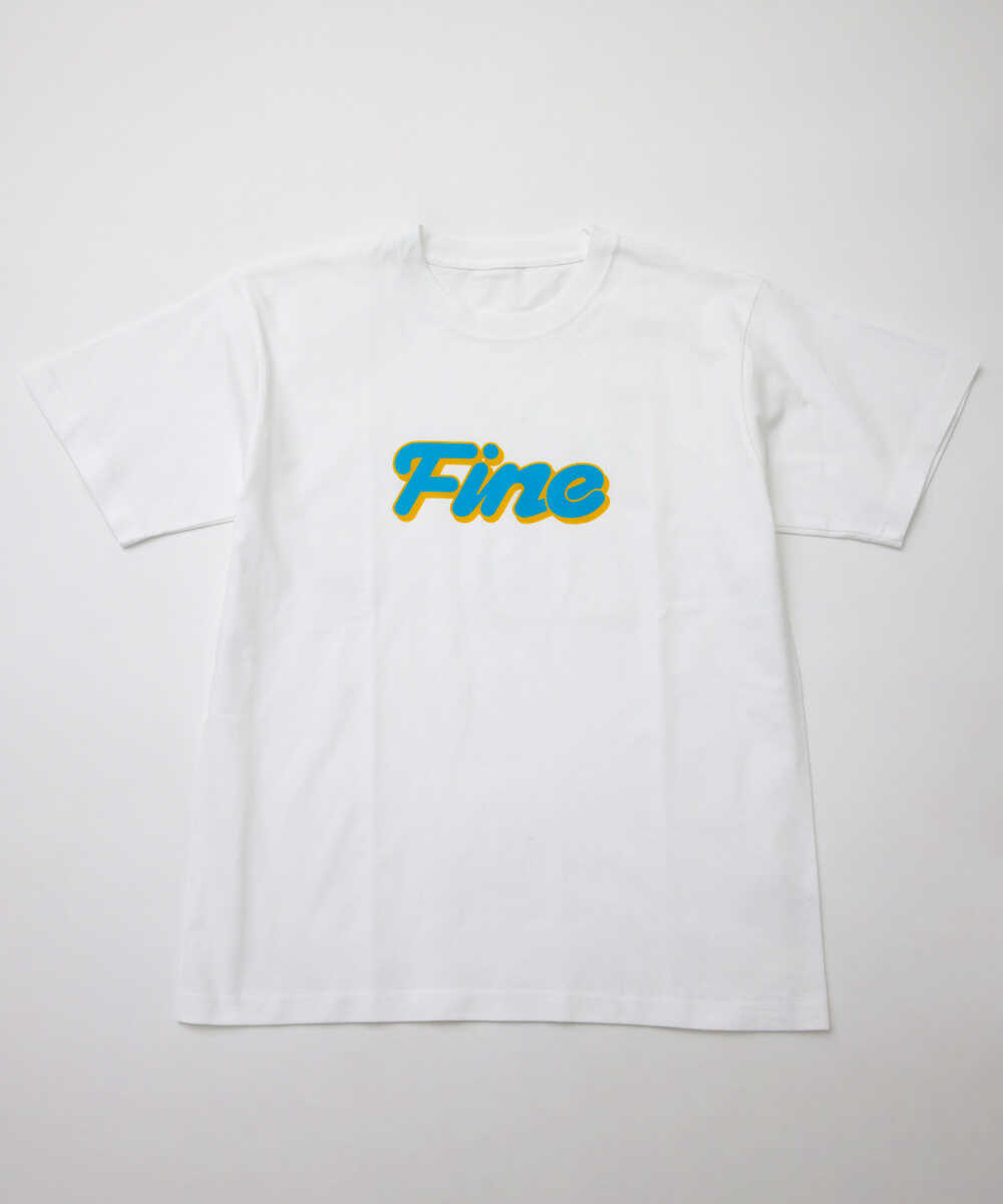 限定 Fine/ファイン フロントロゴプリントTシャツ ホワイト×ブルー