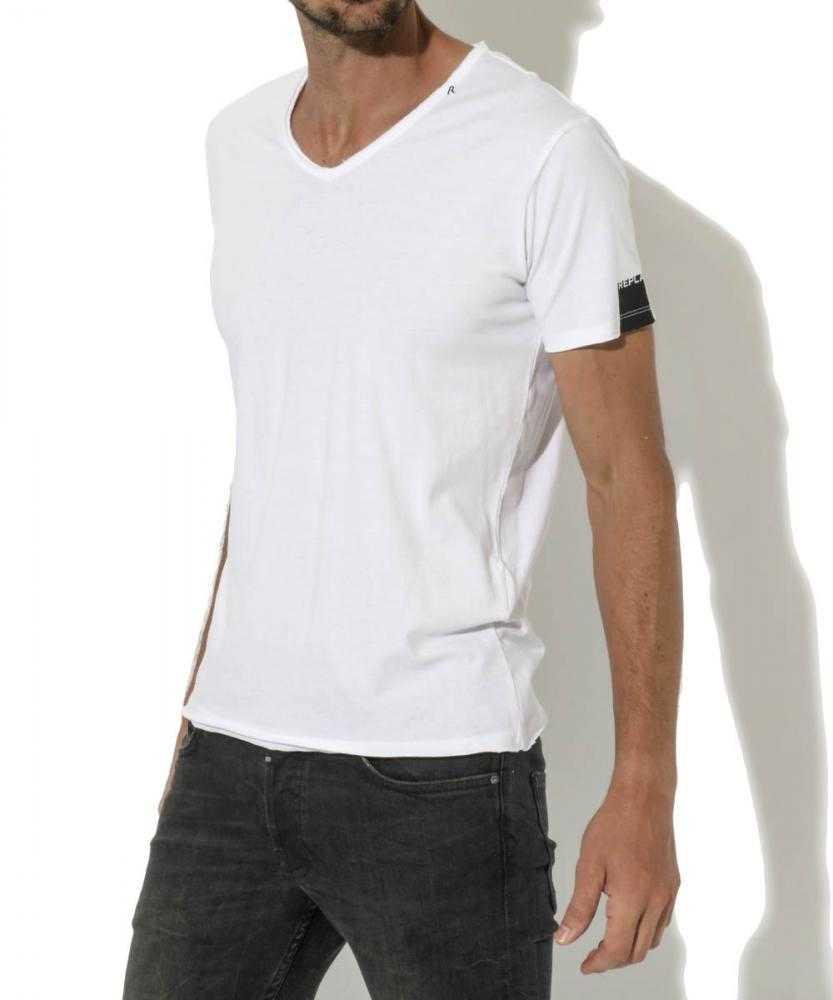 ジャージーVネックTシャツ ホワイト