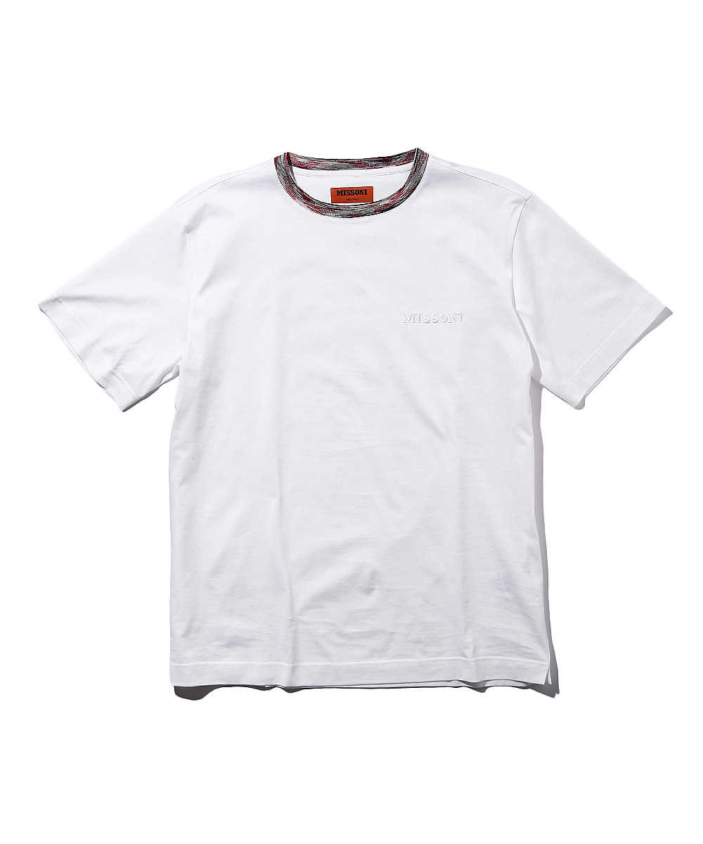 ロゴ刺繍クルーネックTシャツ ホワイト