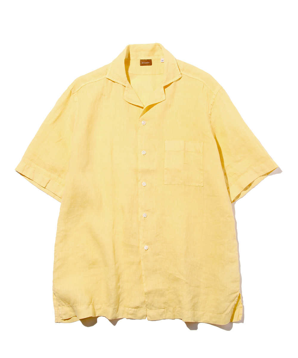 限定 オープンカラー半袖リネンシャツ
