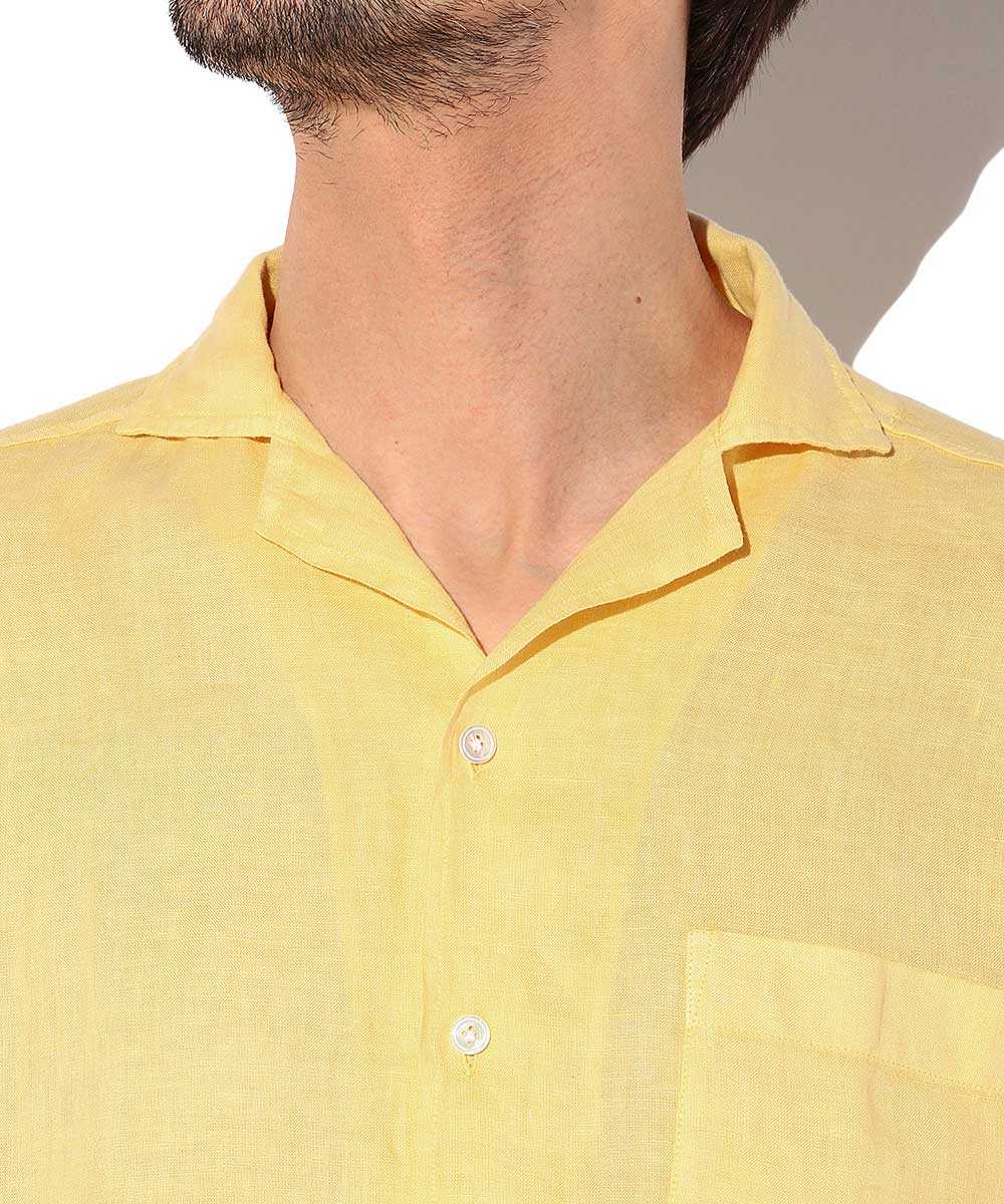 限定 オープンカラー半袖リネンシャツ