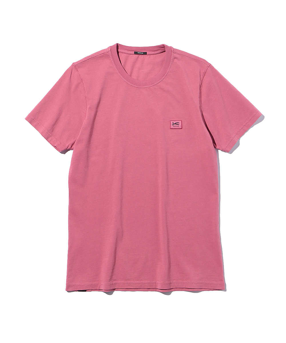 “アプリケMOJ”クルーネックTシャツ ピンク