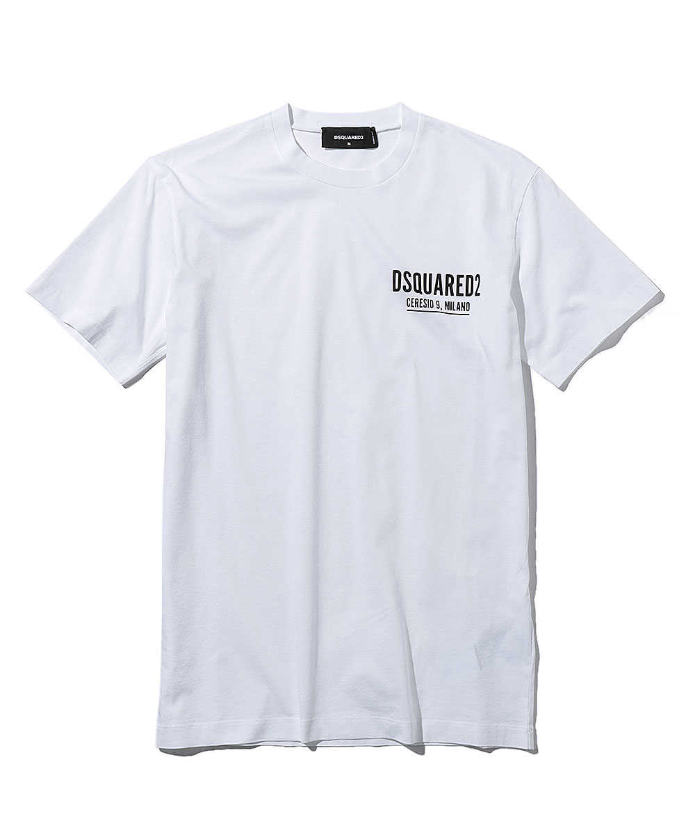 ワンポイントロゴプリントクルーネックTシャツ ホワイト