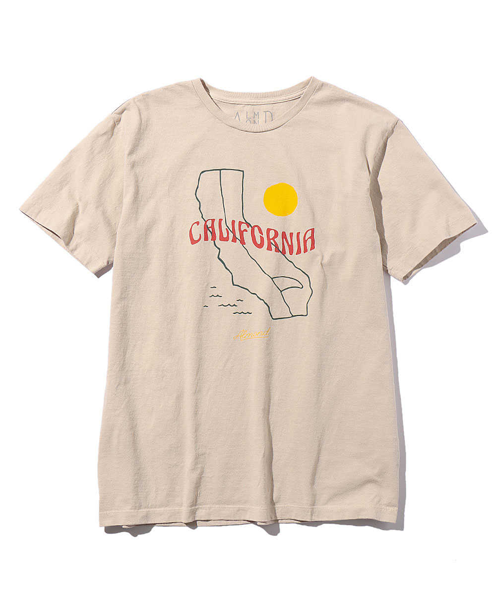 “カリフォルニア”アートロゴクルーネックTシャツ