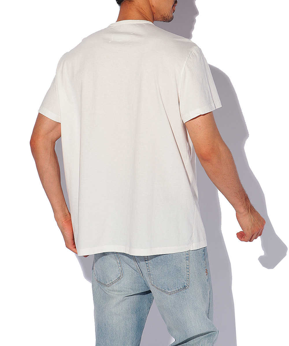 反転ロゴ刺繍コットンクルーネックTシャツ