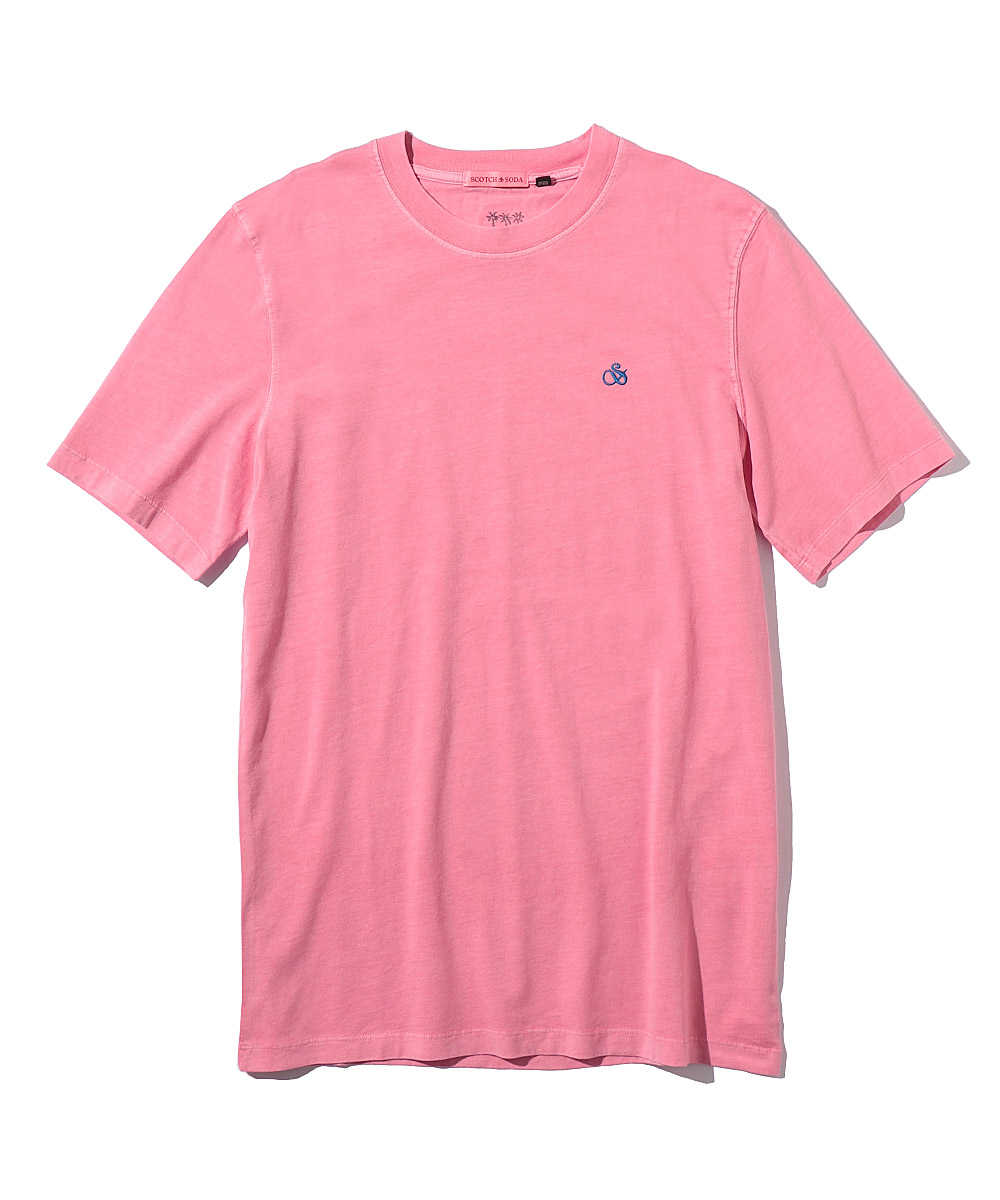ワンポイントクルーネックTシャツ ピンク