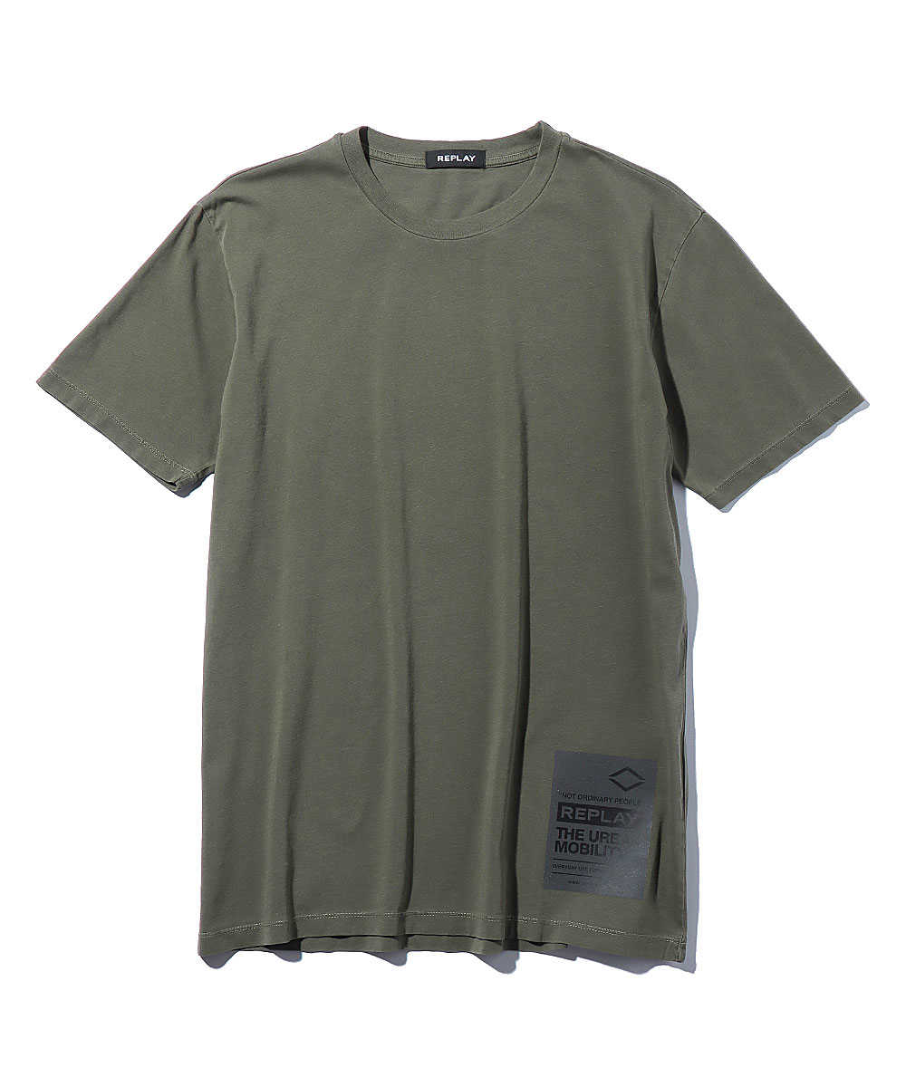 オーガニックコットンジャージーワンポイントロゴクルーネックTシャツ