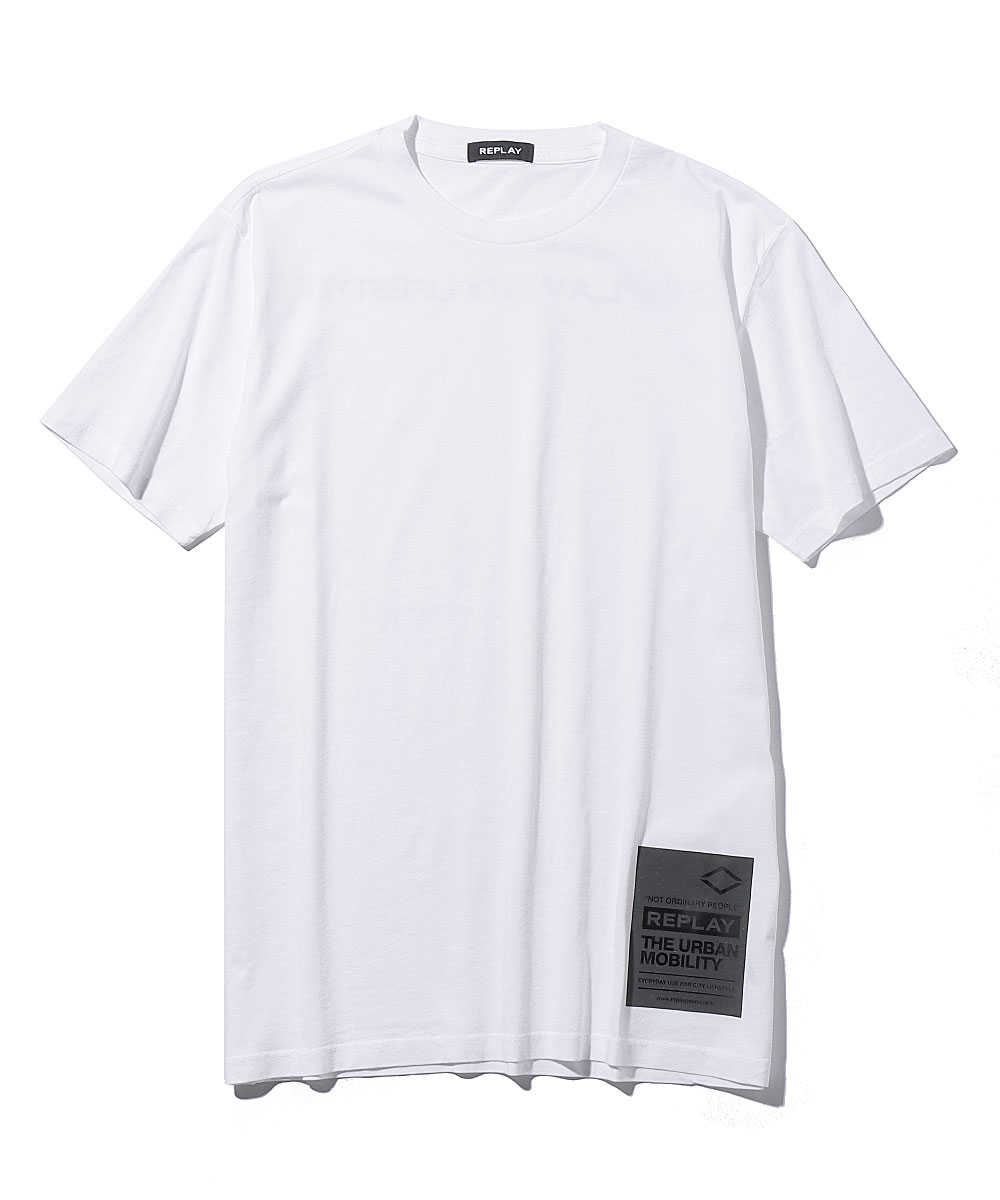 オーガニックコットンジャージーワンポイントロゴクルーネックTシャツ