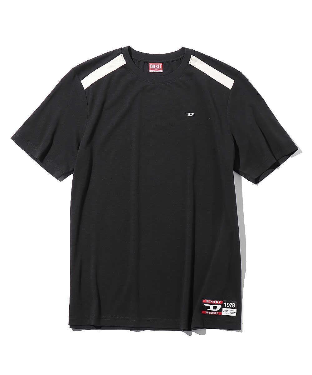 “ディーゼルスポーツ”エンブロイダリーロゴクルーネックTシャツ ブラック