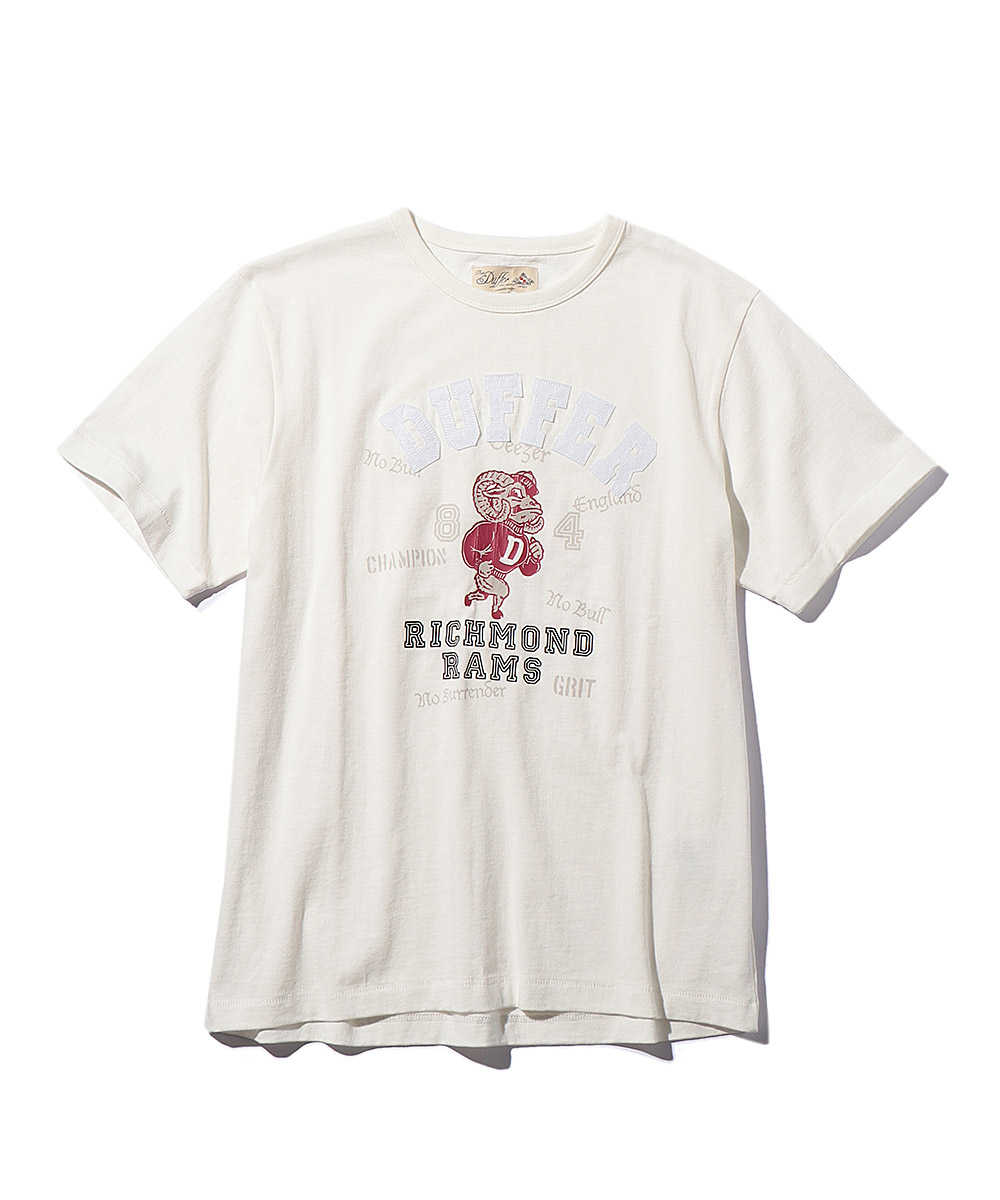 “RICHMOND RAMS”アーチプリントクルーネックTシャツ ホワイト