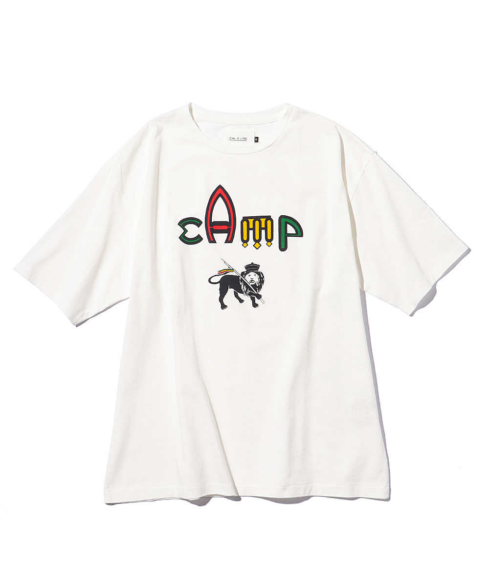 “キャンプ”コットンクルーネックTシャツ