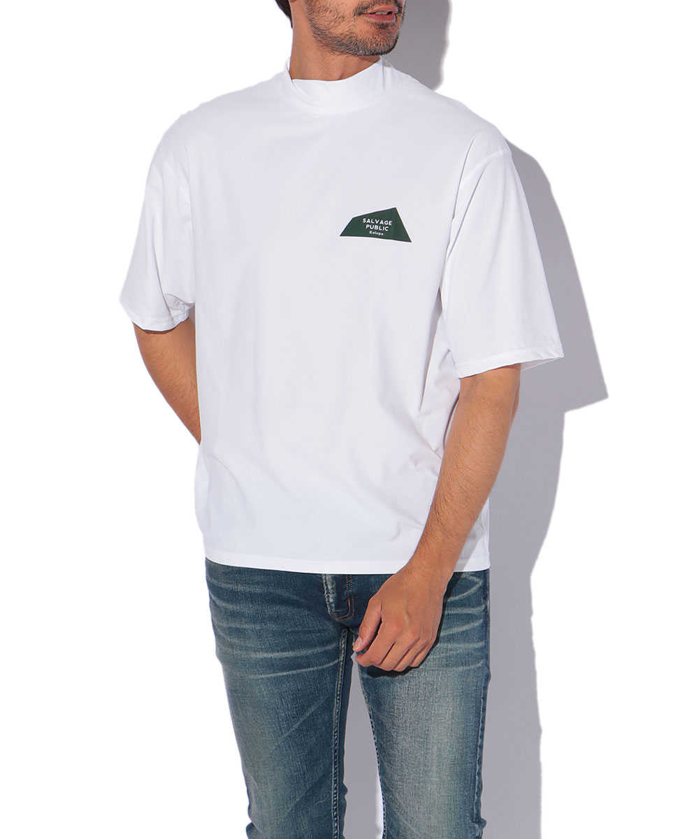 バックプリントモックネックTシャツ