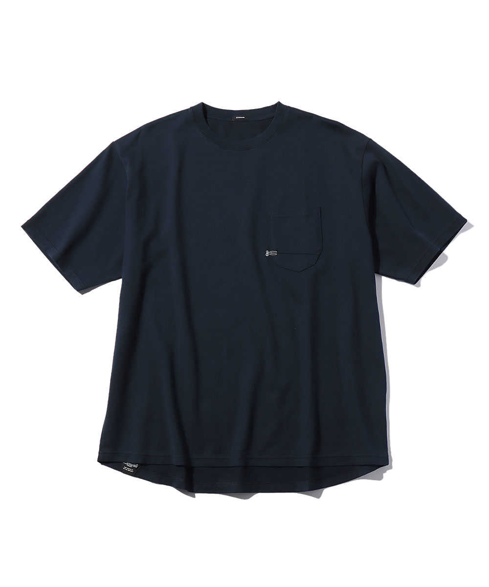 “7ポケット”シザーロゴ刺繍コットンクルーネックTシャツ