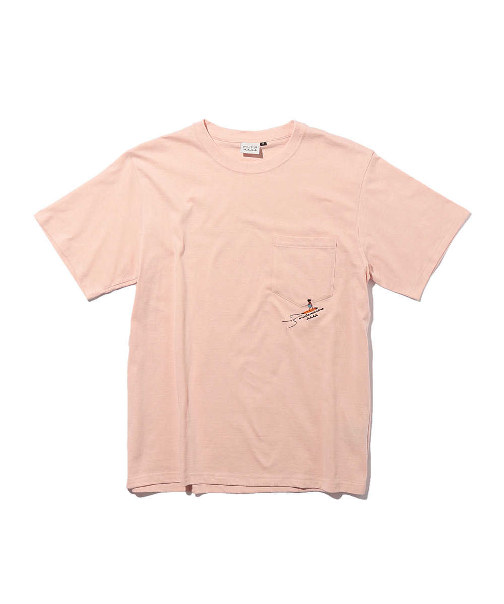バックプリントクルーネックTシャツ ピンク