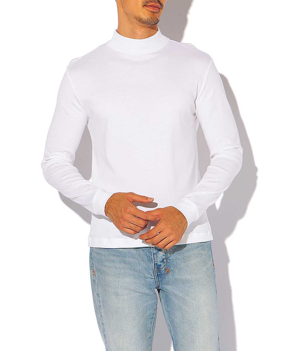 ブラッシュドリブモックネックカットソー スリードッツ Safari Lounge three dots(スリードッツ)カットソー ネイビー S USA