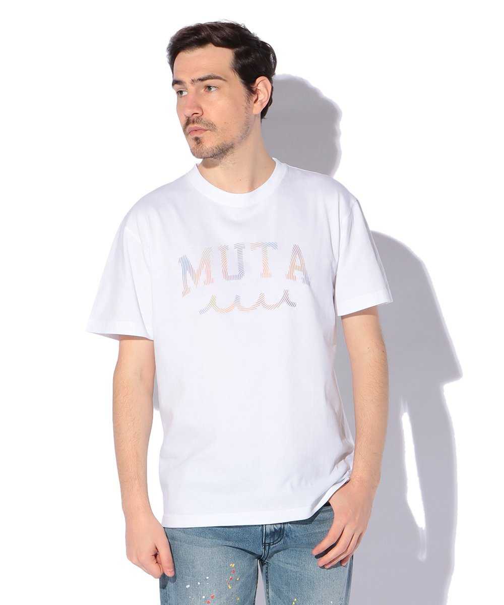 アカンサス×ムータマリン コットンロゴプリントクルーネックTシャツ