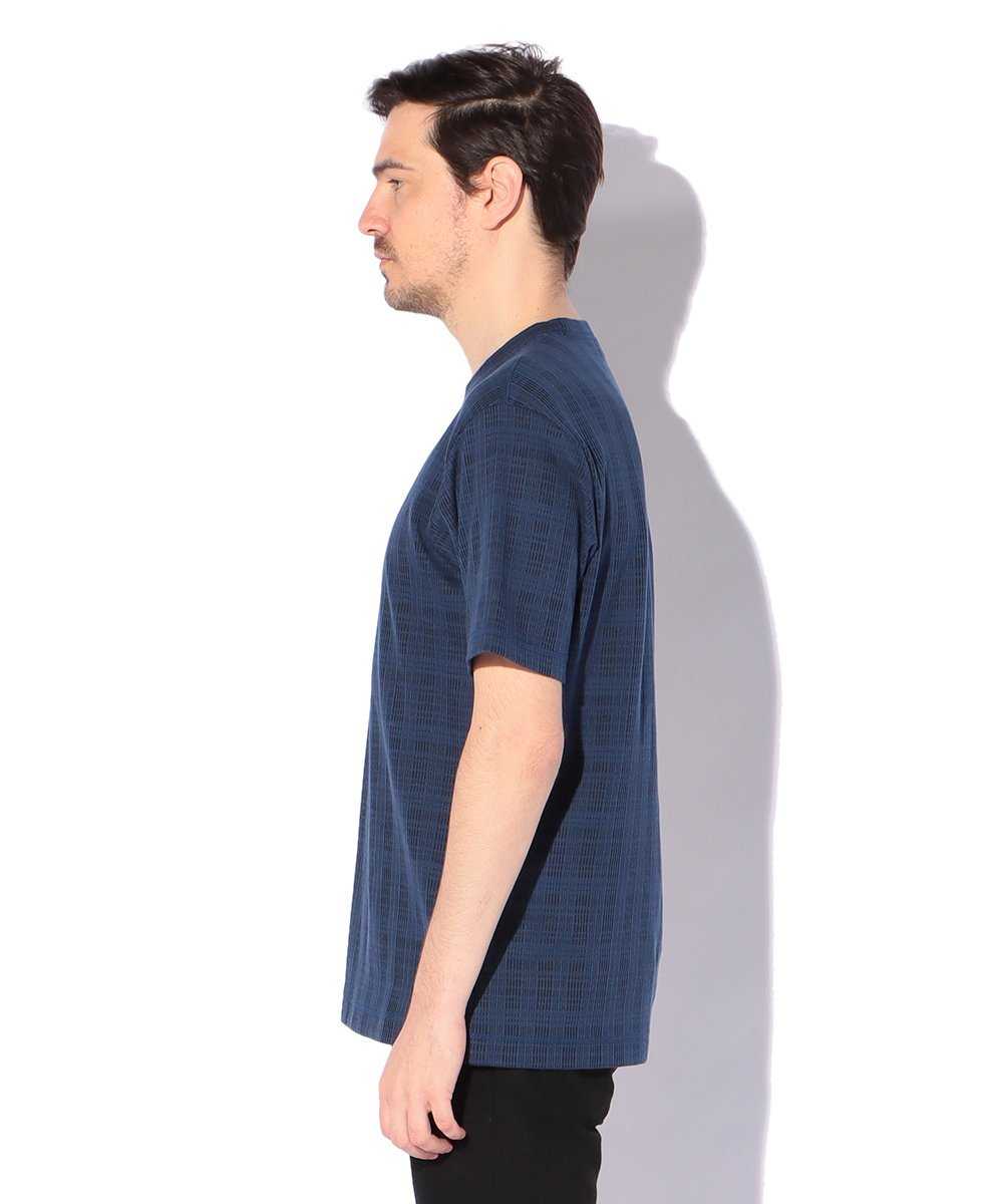 シャドーボーダーコットンクルーネックTシャツ