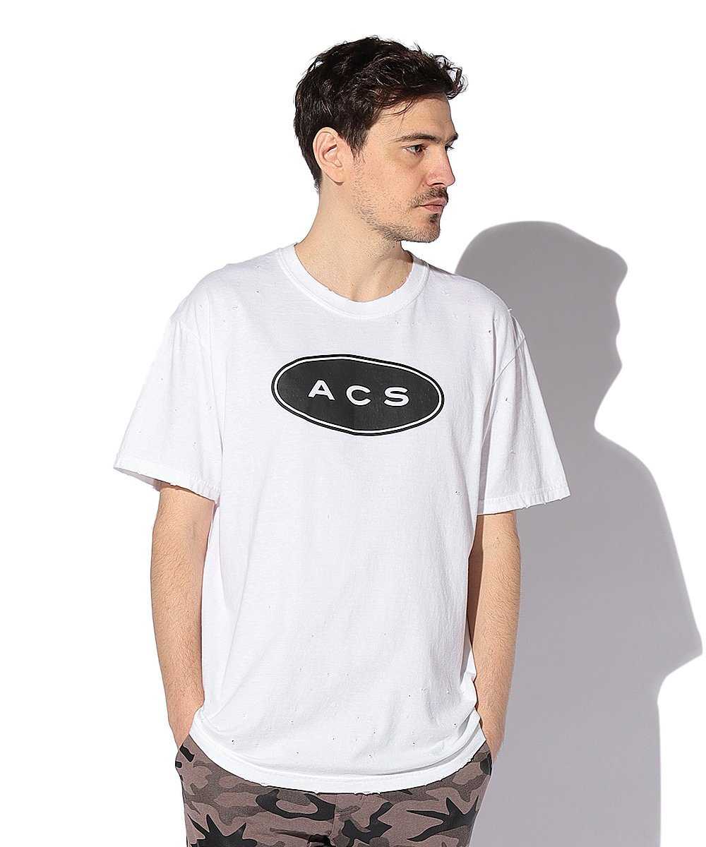 ダメージ加工サークルデザインロゴTシャツ