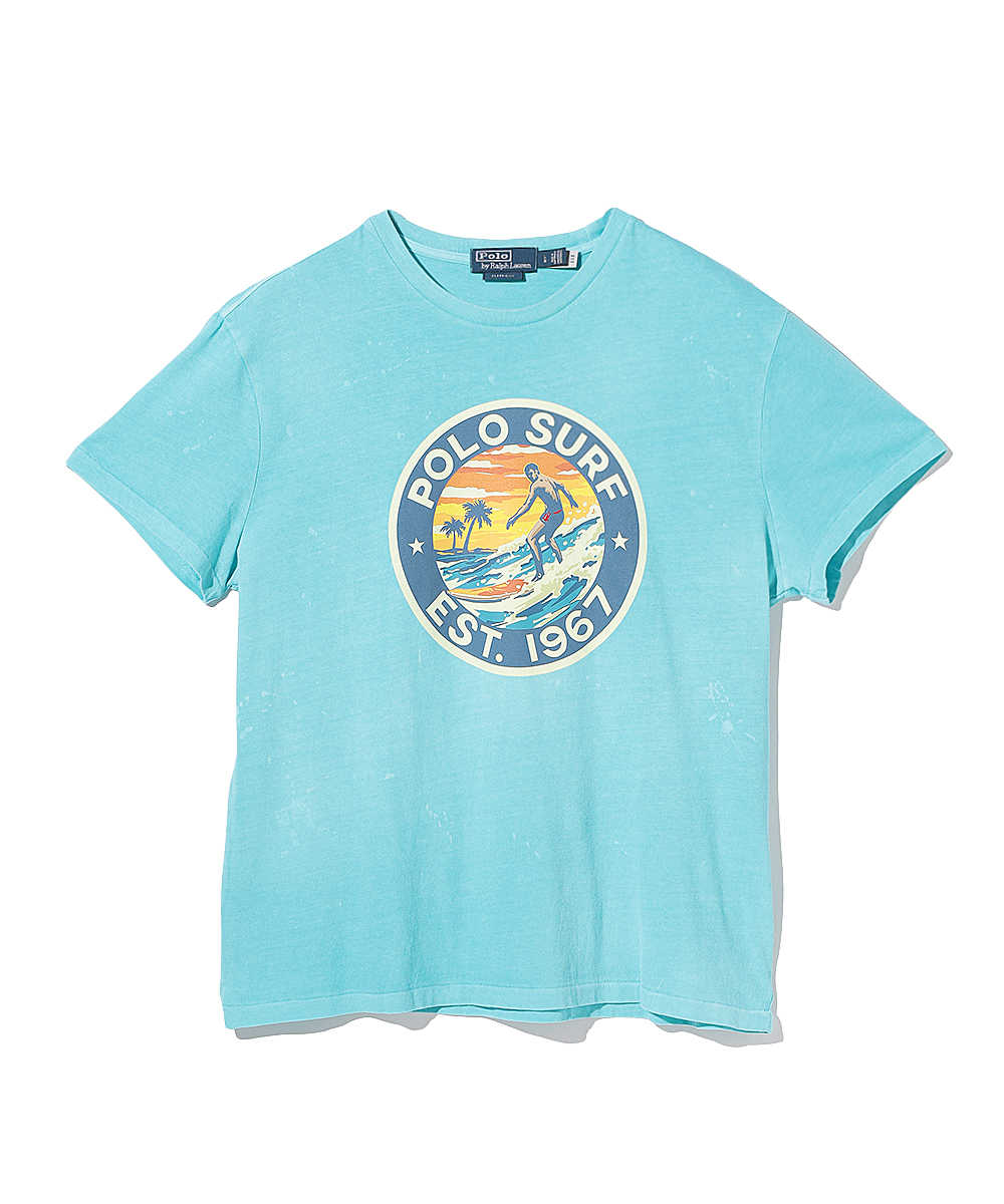 サマームードポロサーフプリントTシャツ