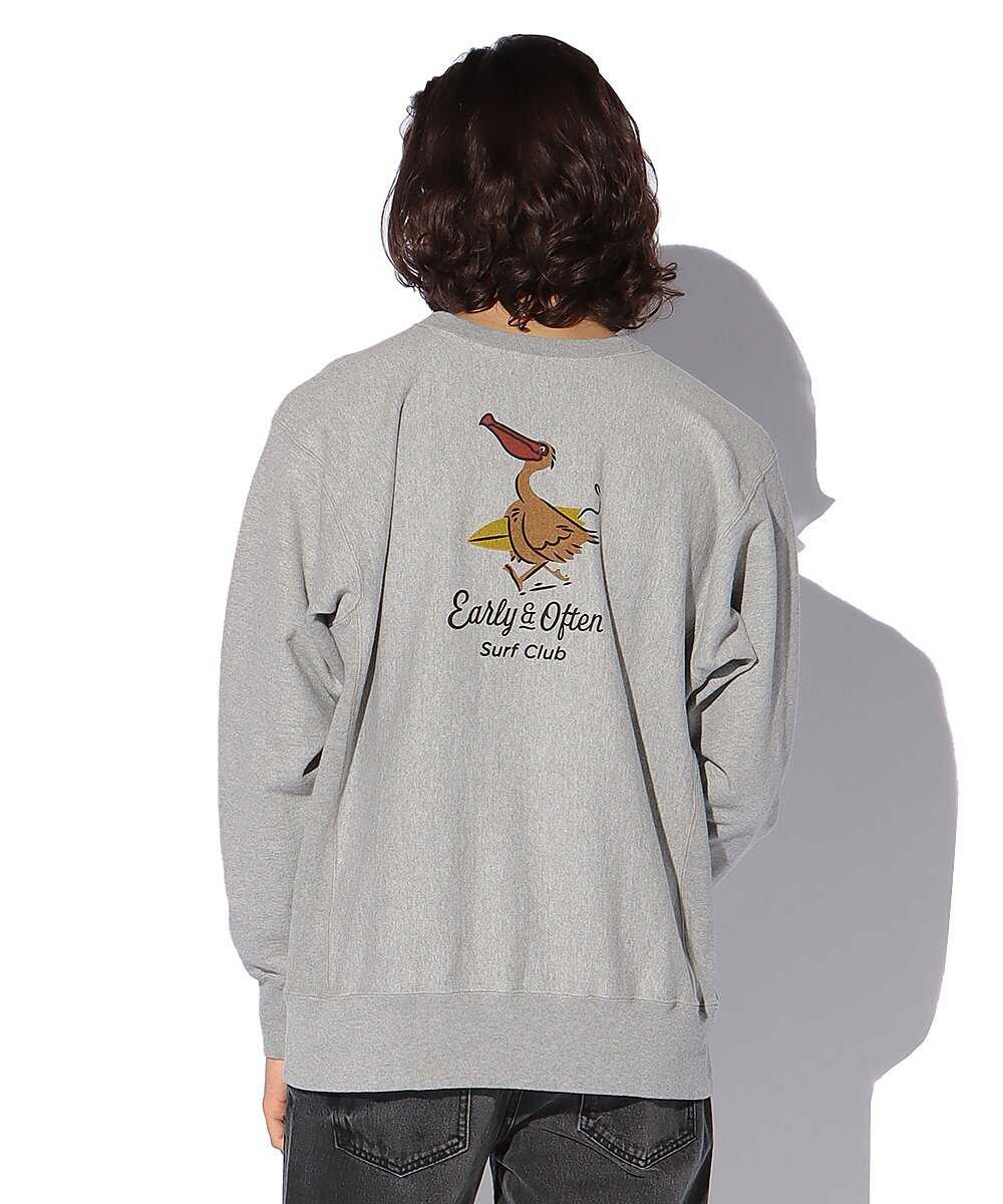 バックプリントロゴ刺繍クルースウェットシャツ