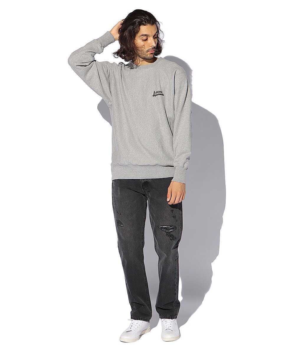 バックプリントロゴ刺繍クルースウェットシャツ