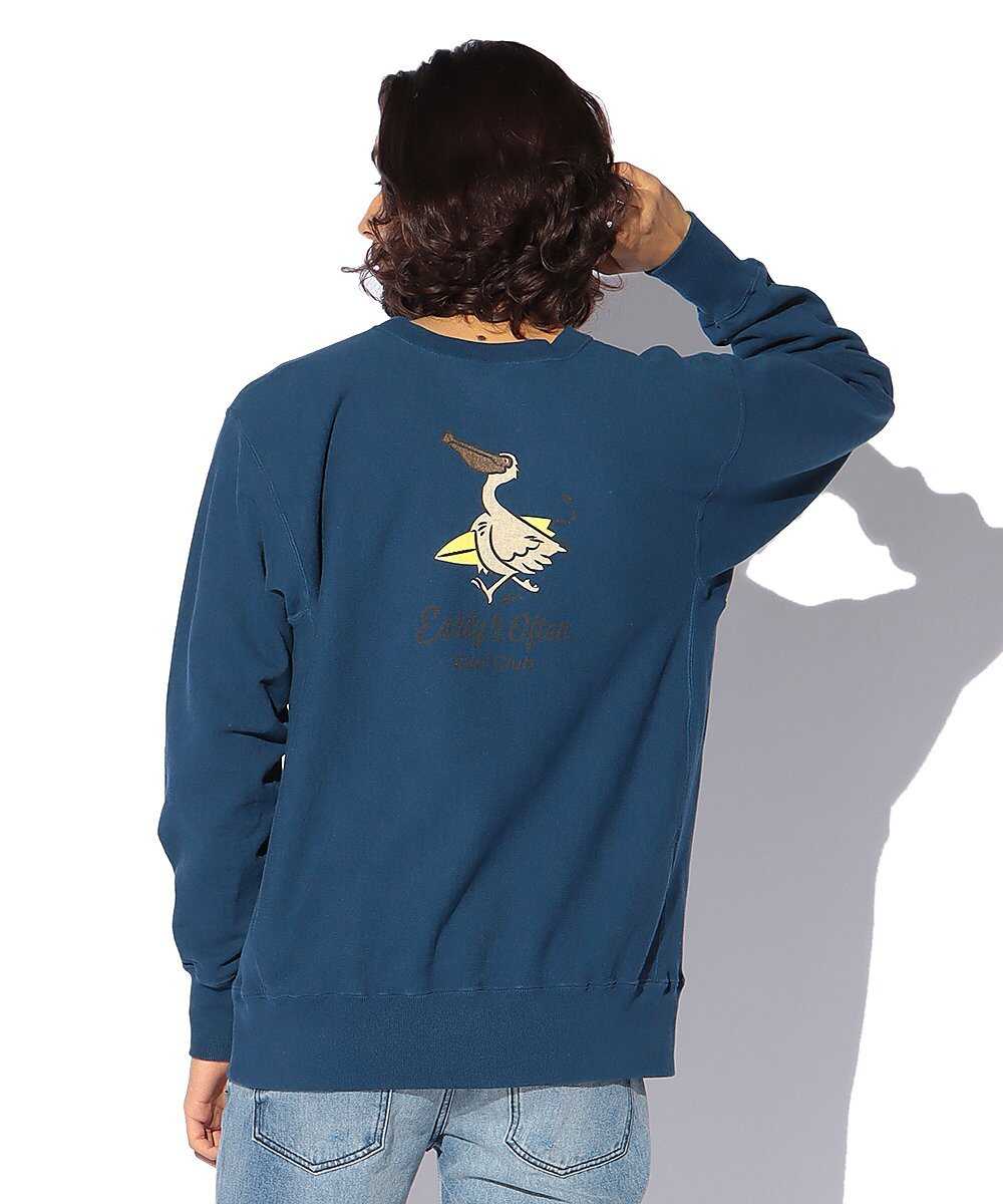 バックプリントロゴ刺繍クルースウェットシャツ