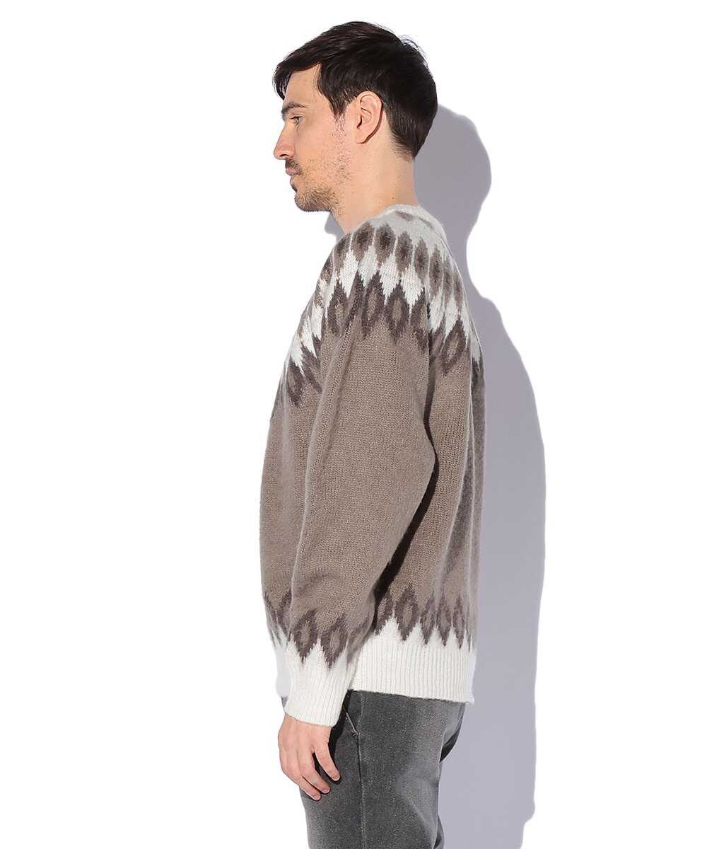 ノルディック柄クルーネックニット