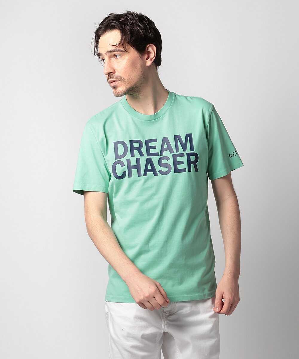 DREAM CHASER ヘビーコットンジャージーレタリングプリントTシャツ