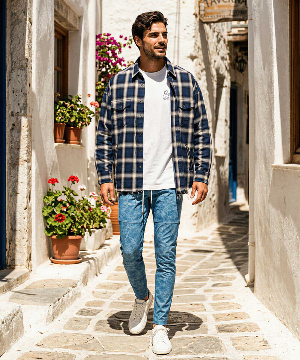 オーバーガウンチェックシャツ