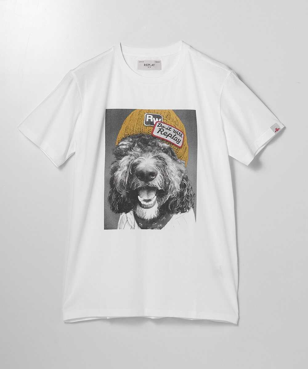 ベーシックジャージー ドッググラフィックプリント Tシャツ