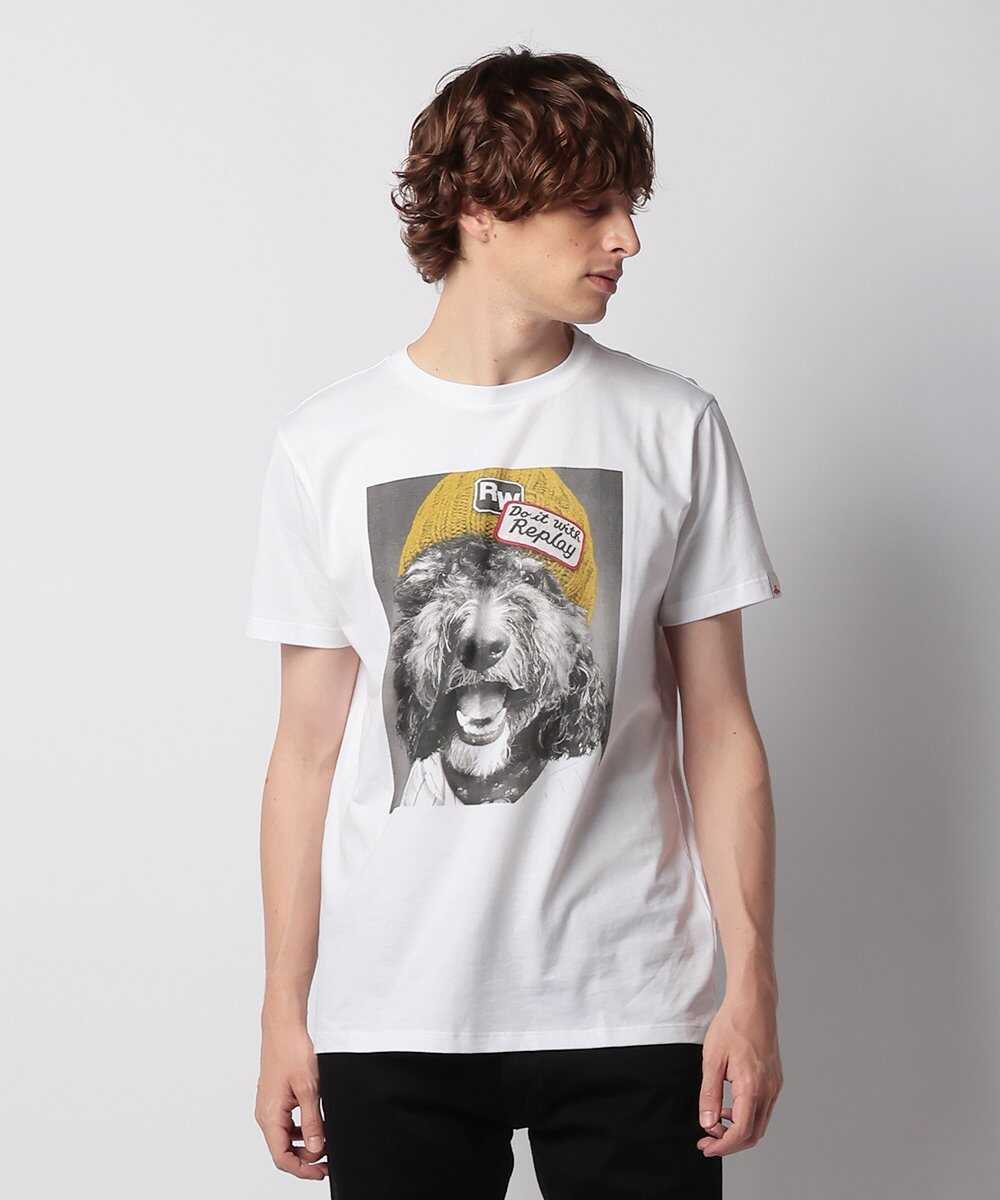 ベーシックジャージー ドッググラフィックプリント Tシャツ