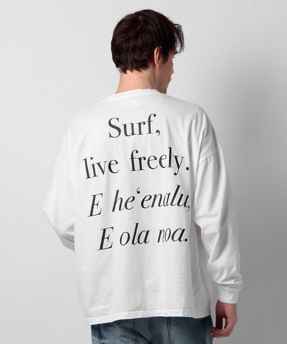 "Surf live freely" プリントロンT