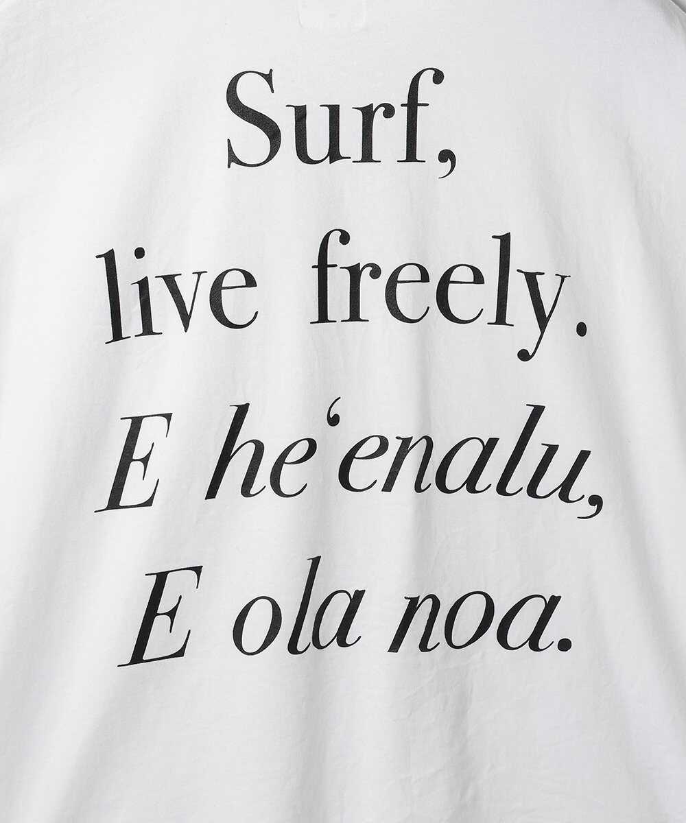 "Surf live freely" プリントロンT