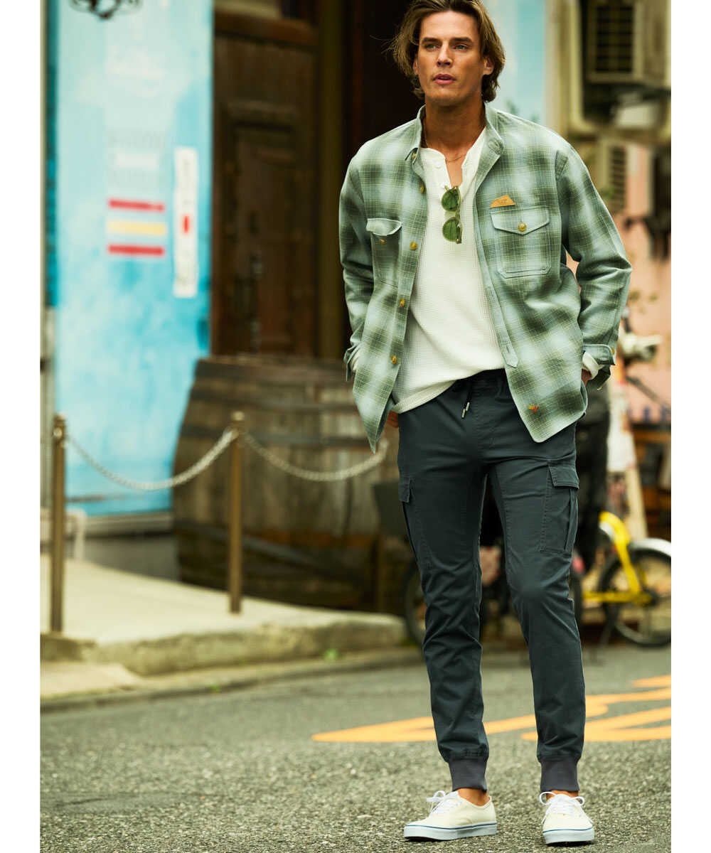 限定 イージーカーゴ チノパン風 裾リブパンツ