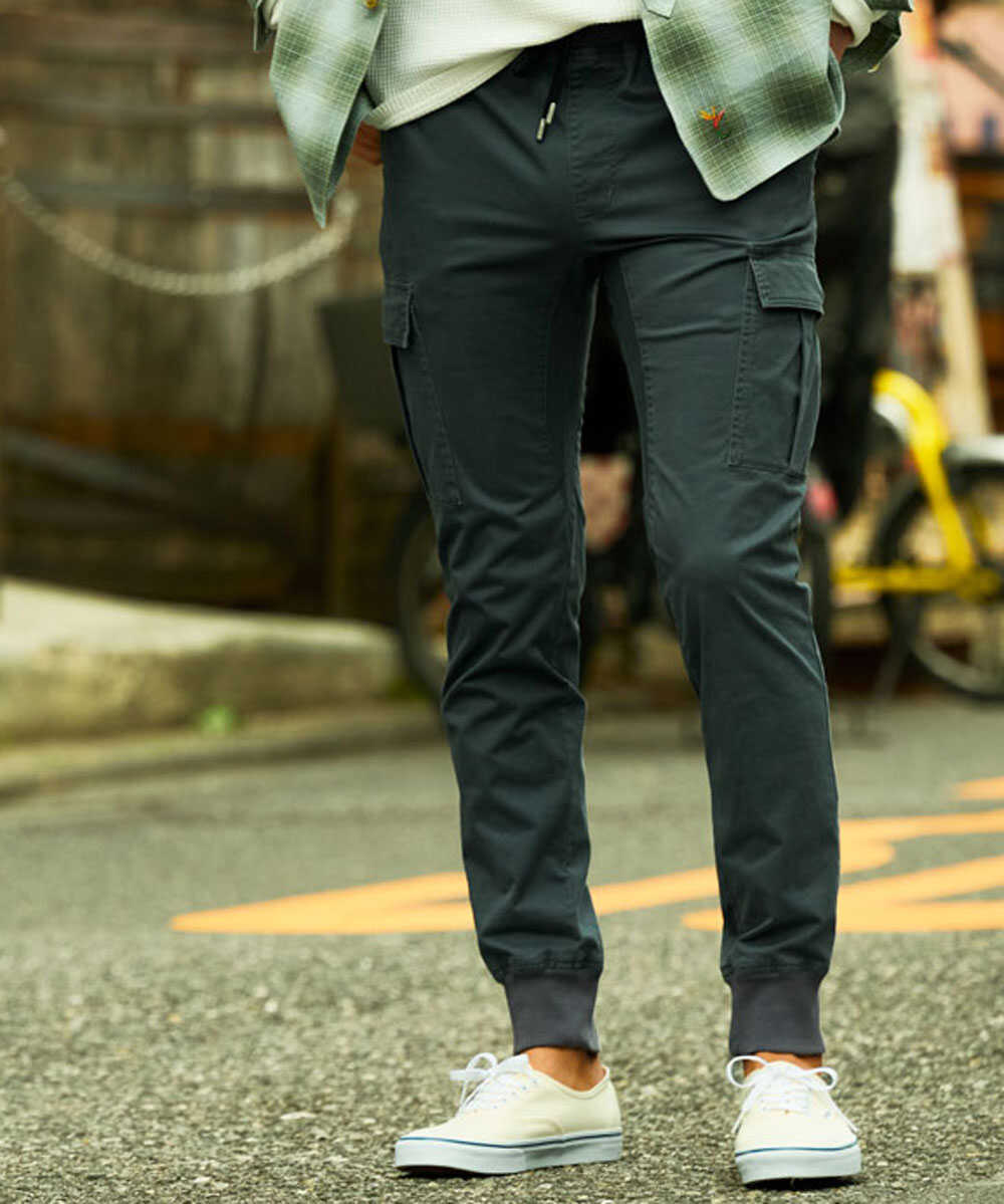 限定 イージーカーゴ チノパン風 裾リブパンツ